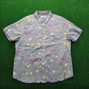Tommy Bahama Hawaiian Shirt‎ Mens XL Button Up Palm-Versational Summer Beach AOP